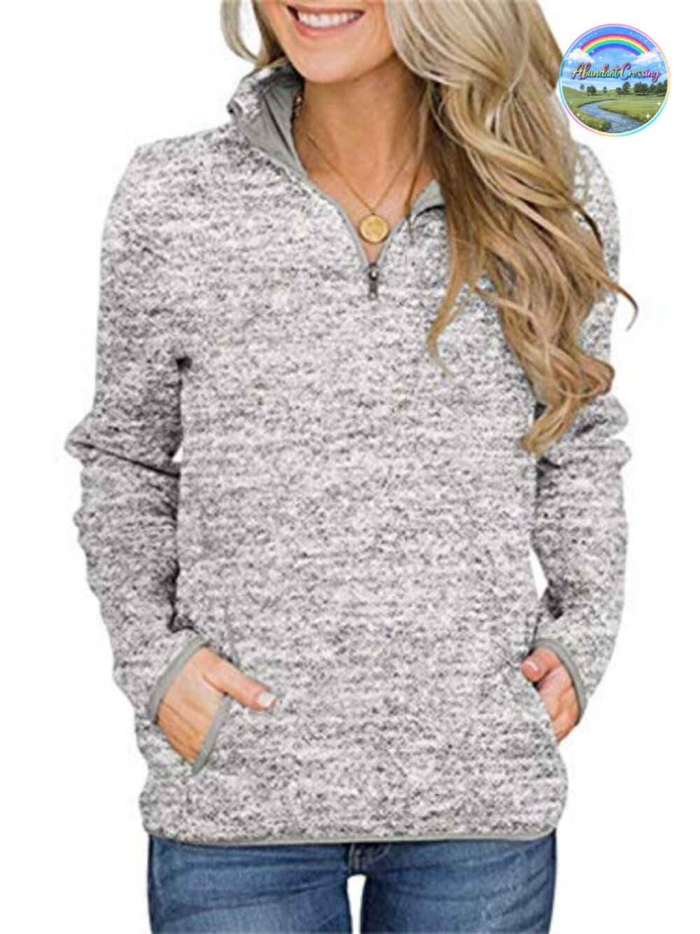 Women's Quarter Zip Pullover Sweatshirt Lightweight Fleece with Pockets